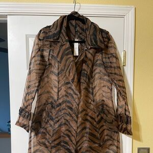 White House Black Market Brown Zebra Teddy Jacket